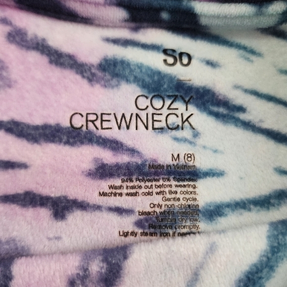 Kohls Girls So Cozy Crewneck Colorful Tie-Dye Kids Shirt Fleece Top, sz M (8) - Picture 5 of 14